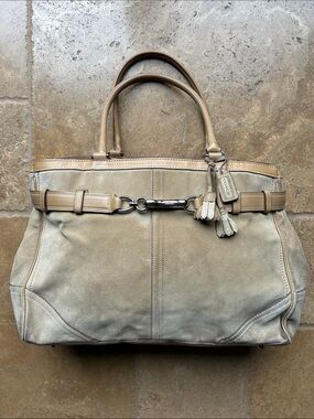Coach Y2K Hampton Suede Tote with Leather Trim + Handles